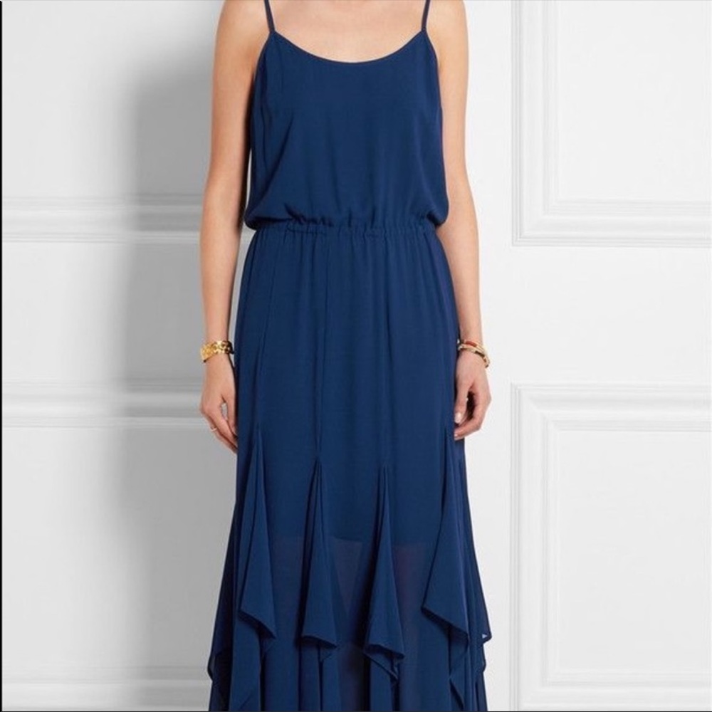 Michael Kors Navy Blue Tired Ruffle Dress